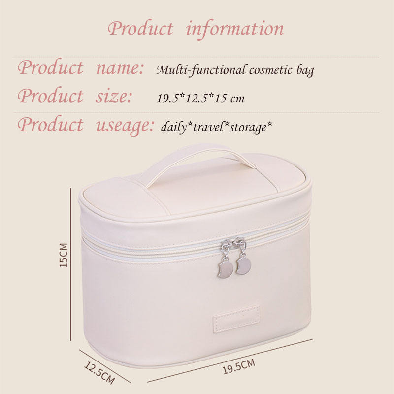 Womans Fashion Luxury Genuine Large PU Leather Waterproof Makeup Cosmetic Case Travel Makeup Storage Bag