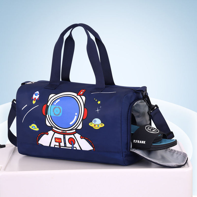 Kids Waterproof Swimming Backpack Colorful Cartoon Design Wet Dry Pockets Separate Shoe Storage Lightweight Beach Bag