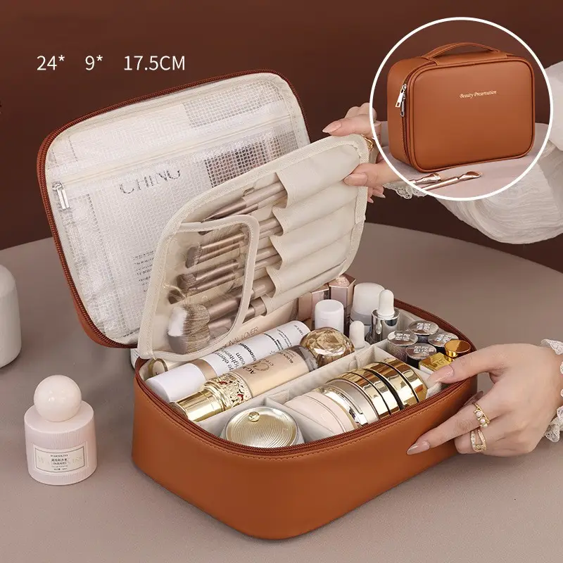 New Product Freely Split Towel Zipper Large Capacity High-End Feel Multi-Functional Cosmetic Organizer Bag Niche