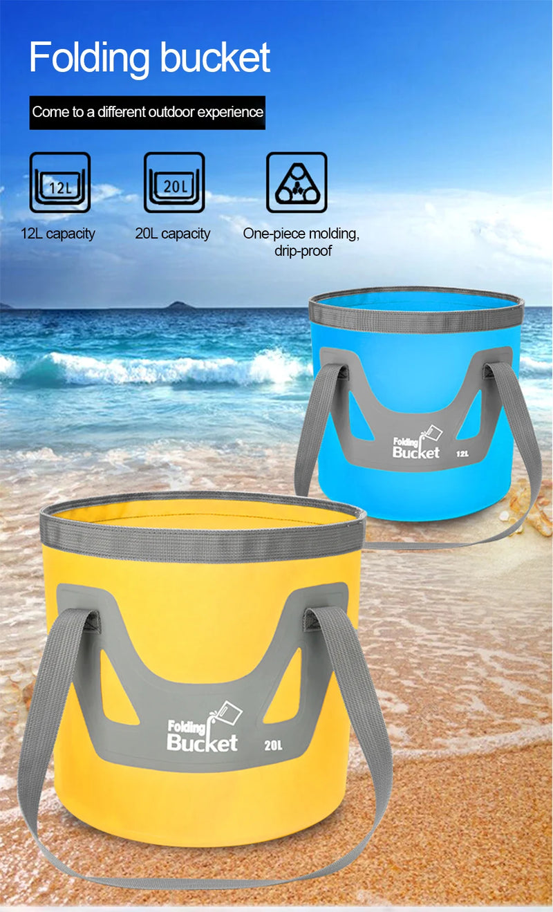 12L/20L Multifunction Folding Bucket Portable Outdoor Travel Foldable Water Bucket Bowl Sink Washing Bag Car Wash Bucket