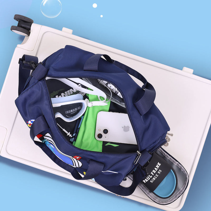 Kids Waterproof Swimming Backpack Colorful Cartoon Design Wet Dry Pockets Separate Shoe Storage Lightweight Beach Bag