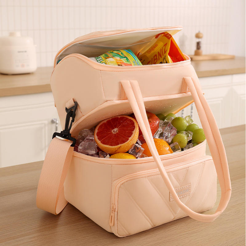 Double Layer Zipper Lunch Cooler Bag Cross-Border