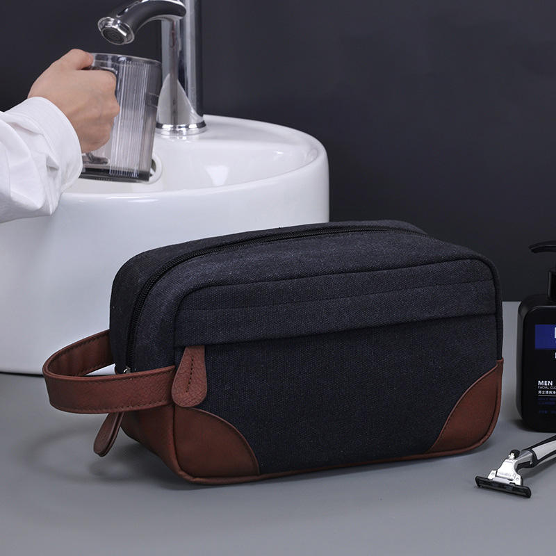 Durable Wash Storage Bag Large Capacity Personalized Cosmetic Bag Business Men Travel Canvas Makeup Bag