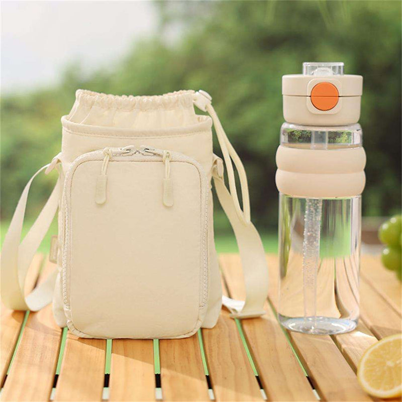 Insulated water bottle bag with adjustable shoulder strap, fashionable waterproof crossbody bag