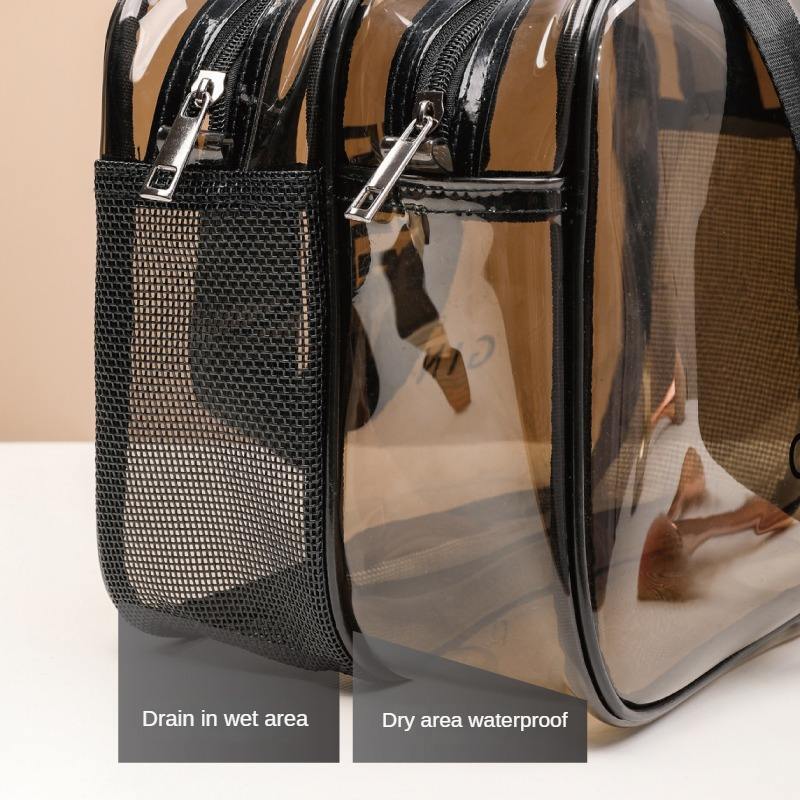 Portable Makeup Toiletry Bag Dry Wet Separation Transparent Storage Travel Fitness Swimming Essentials