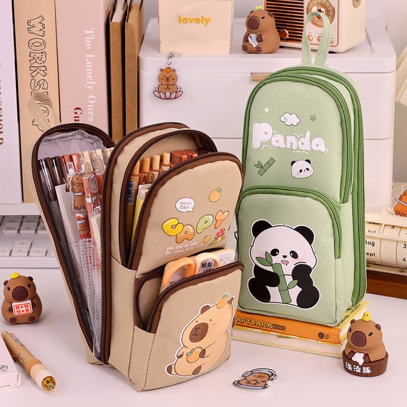 3 Layer Multi-Functional Large Capacity Dirt Resistant Student Appearance Level Small Bag Panda Pen Bag