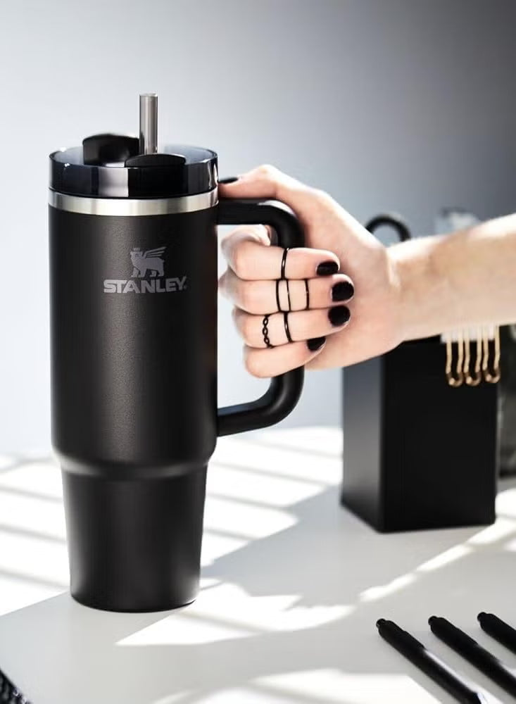 H2.0 Stainless Steel Tumbler with Handle and Straw, 40 oz | Flowstate Three-Position Lid | Travel-Friendly Tumbler Holder | Insulated Stainless Steel Tumbler | BPA-Free | 304 Stainless Steel,
