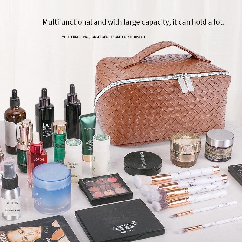 Style Fashionable Large-capacity Textured PU Leather Woven-pattern