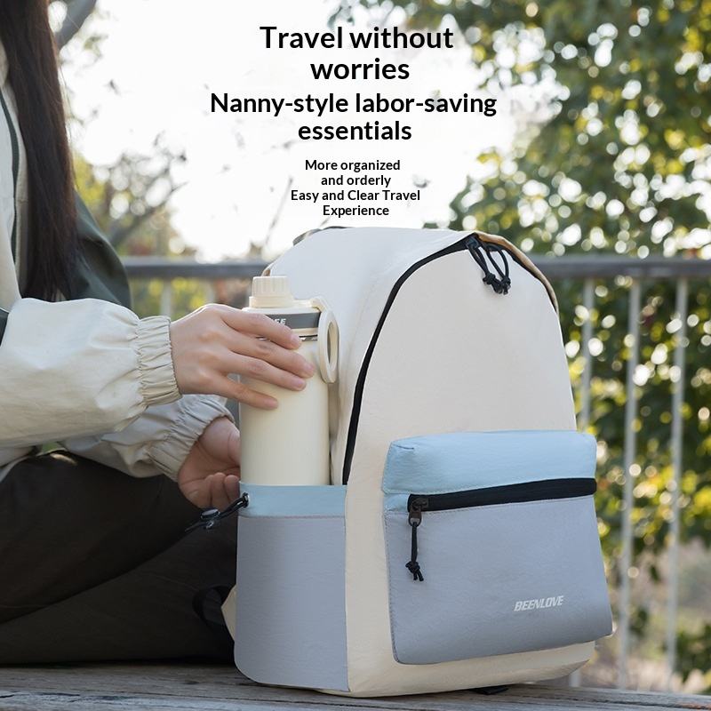New Color-Block Nylon Unisex Super Lightweight Foldable Travel Hiking Bag