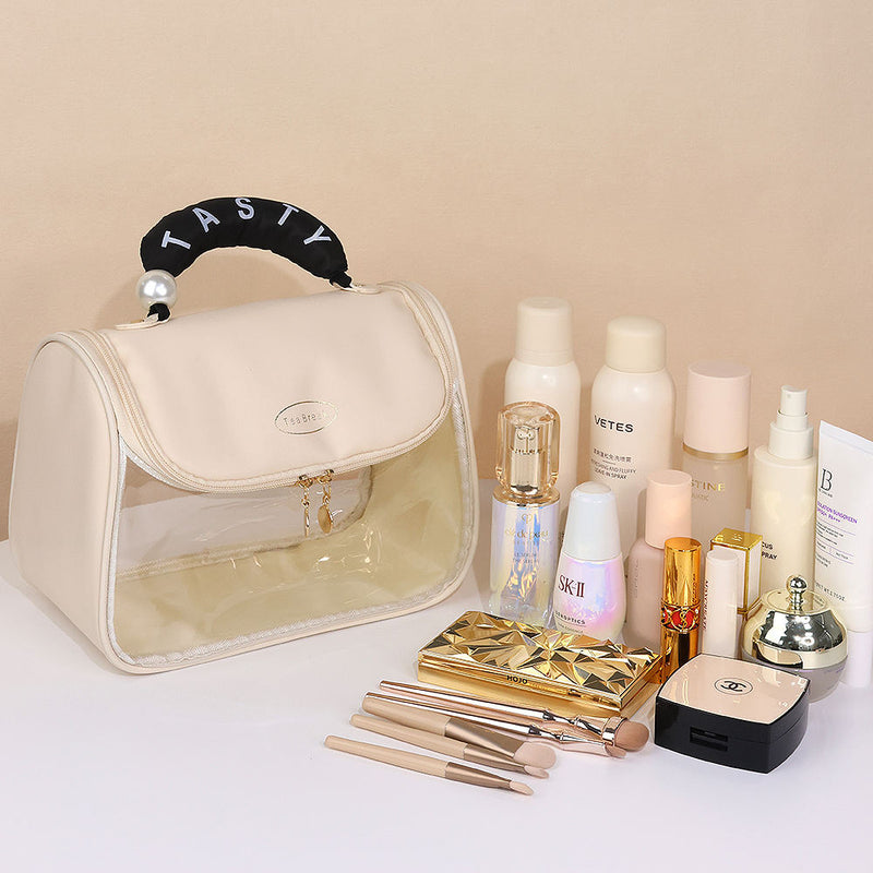 Portable Toiletries Makeup Bag Convenient Hook High-Capacity Wash Bag for Travel PVC Handheld Storage Bag
