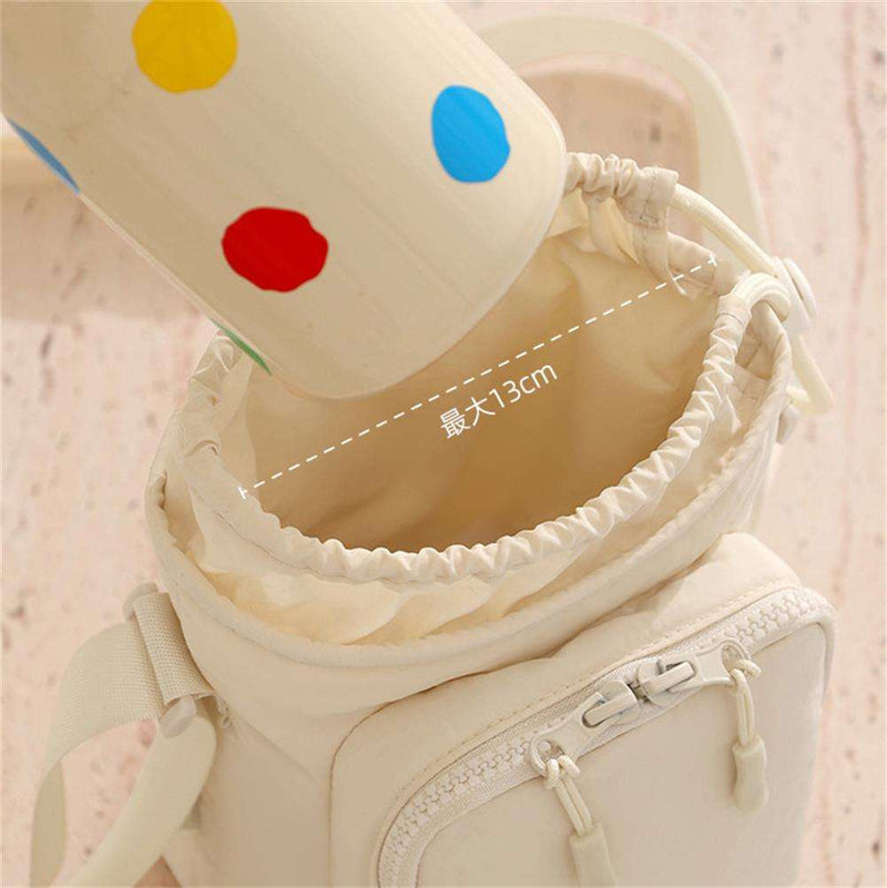 Insulated water bottle bag with adjustable shoulder strap, fashionable waterproof crossbody bag
