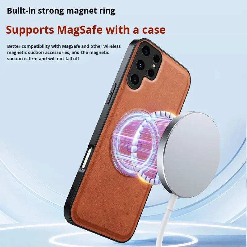 Samsung Galaxy S25 S26 Ultra Phone Case, PU Leather Magnetic Suction Anti Drop And Shockproof Protective Case, All Inclusive