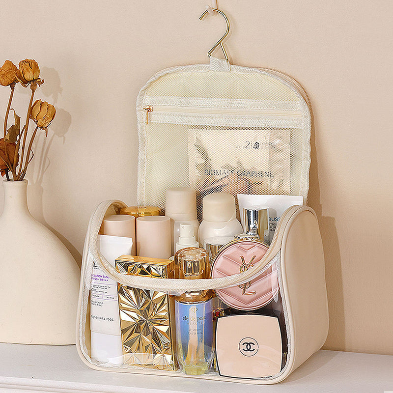 Portable Toiletries Makeup Bag Convenient Hook High-Capacity Wash Bag for Travel PVC Handheld Storage Bag