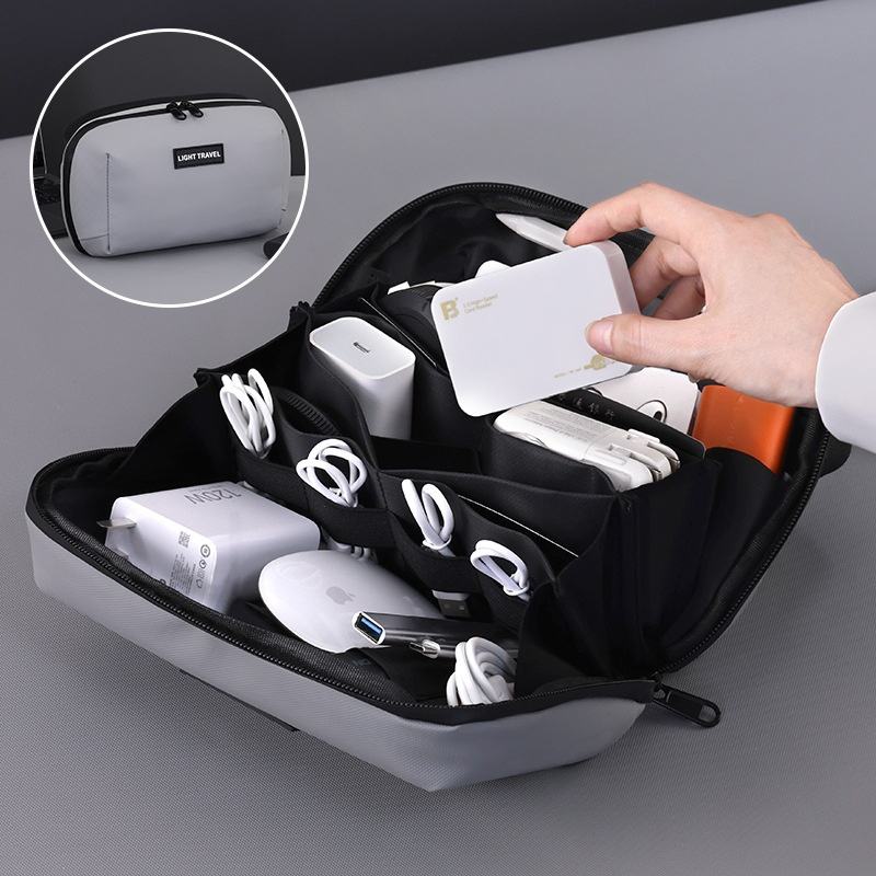 High Quality PU Leather Tech Organizer Power Bank Cable OEM ODM Waterproof Business Travel Storage Bag