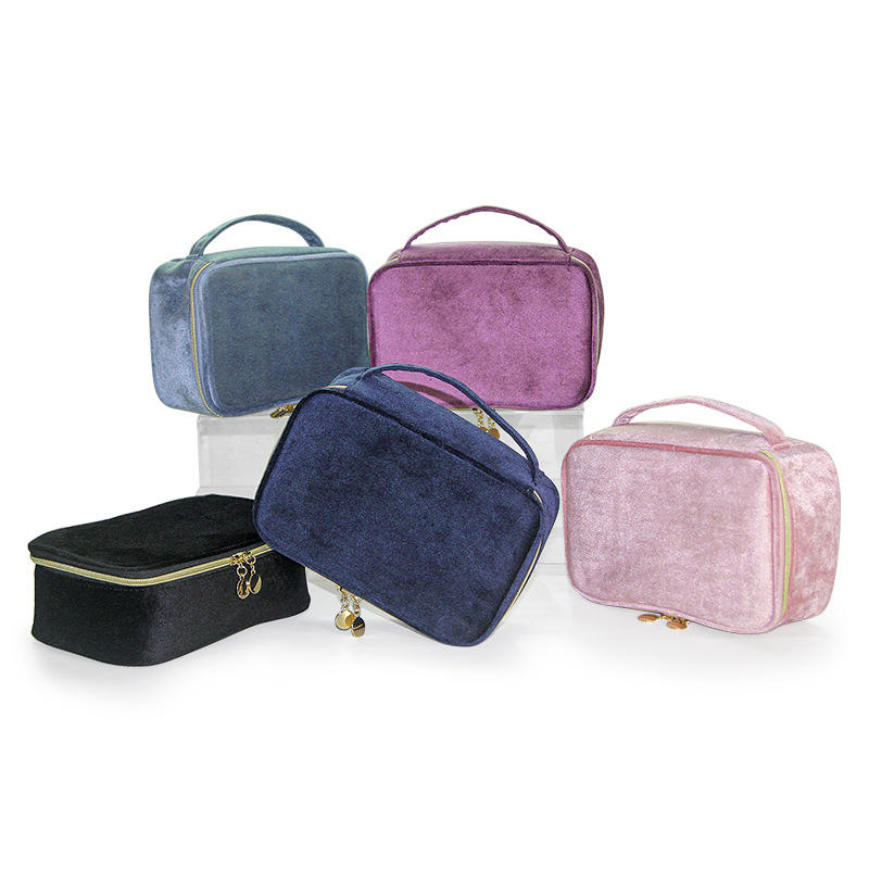 Luxury Velvet Pouch Bag Handle Soft Flannel Makeup Storage Organizer Logo England Style