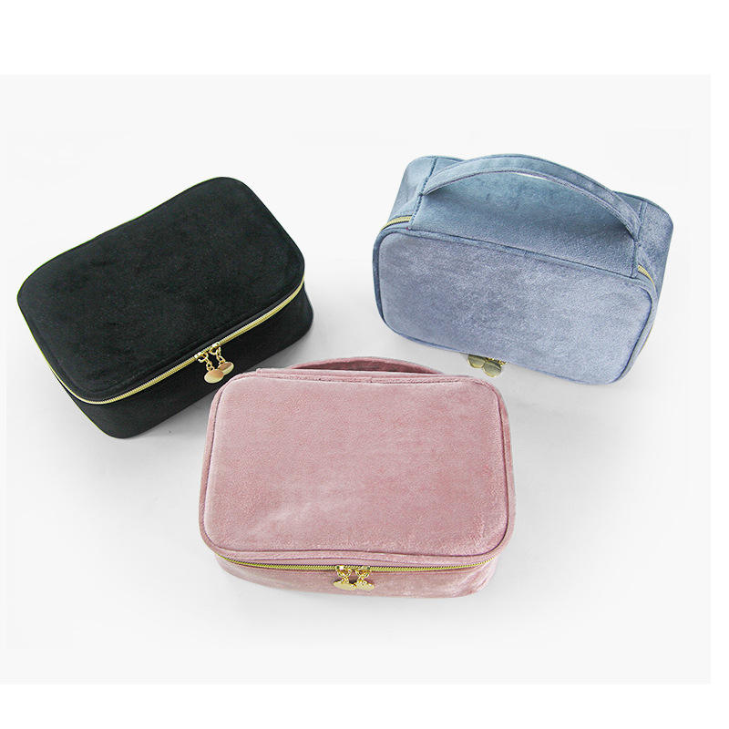 Luxury Velvet Pouch Bag Handle Soft Flannel Makeup Storage Organizer Logo England Style