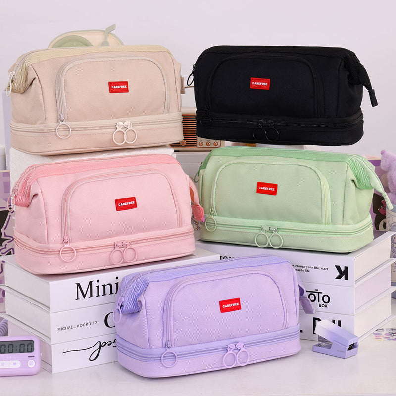 Premium Steel Wire Frame Extra Large Capacity School Stationery Organizer for Pens Markers Erasers Double Layer Pencil Case