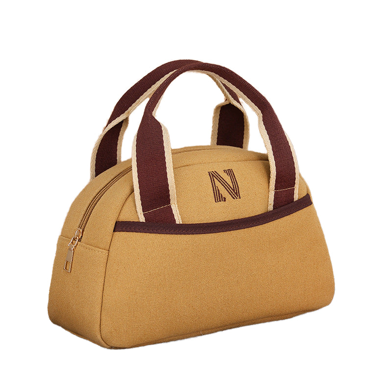 High Quality Durable Fashion Ins-Style Canvas Large Capacity Cosmetic Bag Zipper Closure Soft Handle Portable Travel Storage