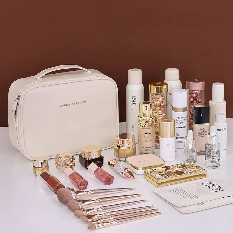 New Product Freely Split Towel Zipper Large Capacity High-End Feel Multi-Functional Cosmetic Organizer Bag Niche