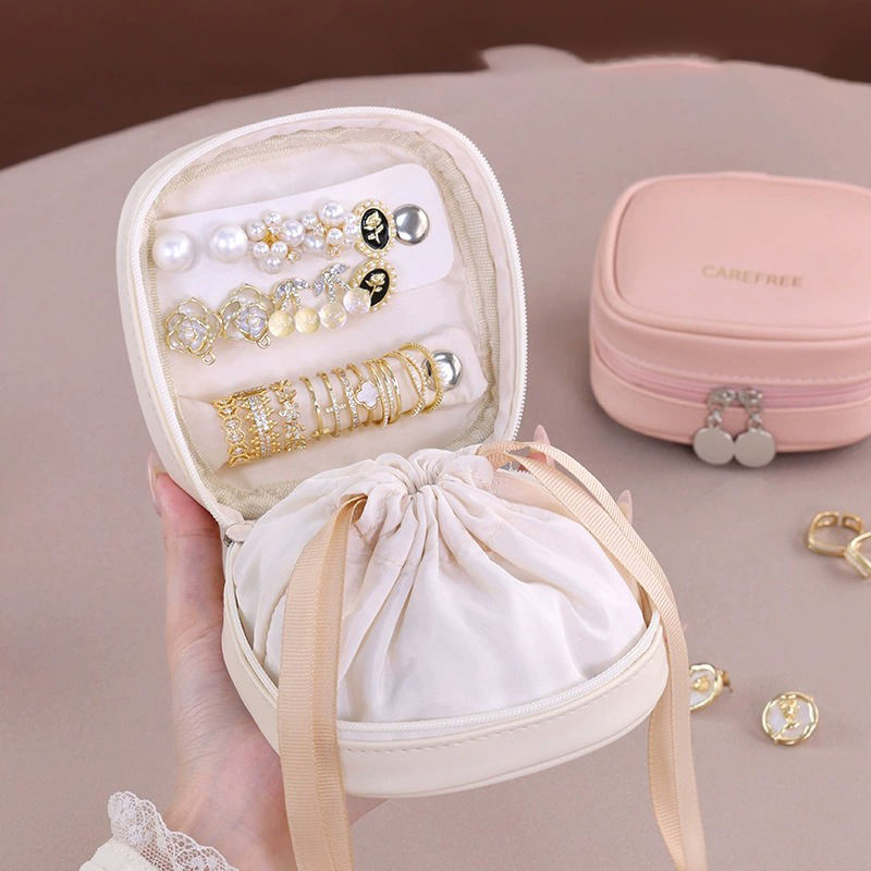 Leather Earrings Rings Necklaces Travel Jewelry Boxes Square Style PU Leather Portable Jewelry Storage case