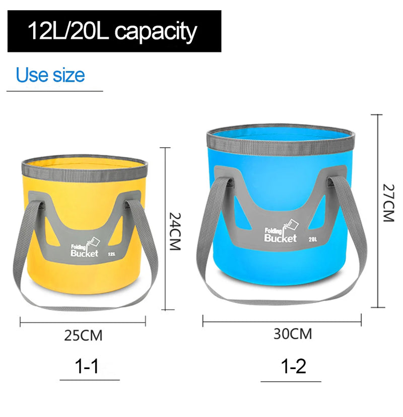 12L/20L Multifunction Folding Bucket Portable Outdoor Travel Foldable Water Bucket Bowl Sink Washing Bag Car Wash Bucket