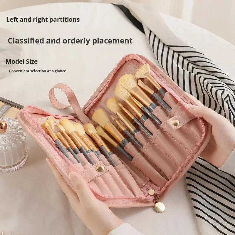 Waterproof Makeup Bag Foldable Travel Cosmetic Organizer with Brush Holder
