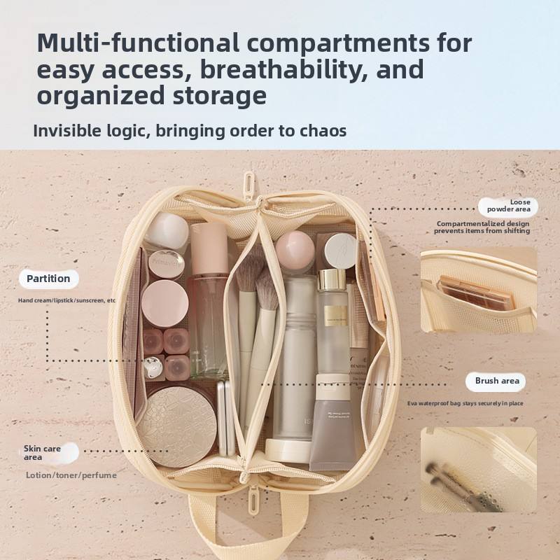 New Fashion Hollow Out Partitioned Zipper Mesh Makeup Bag