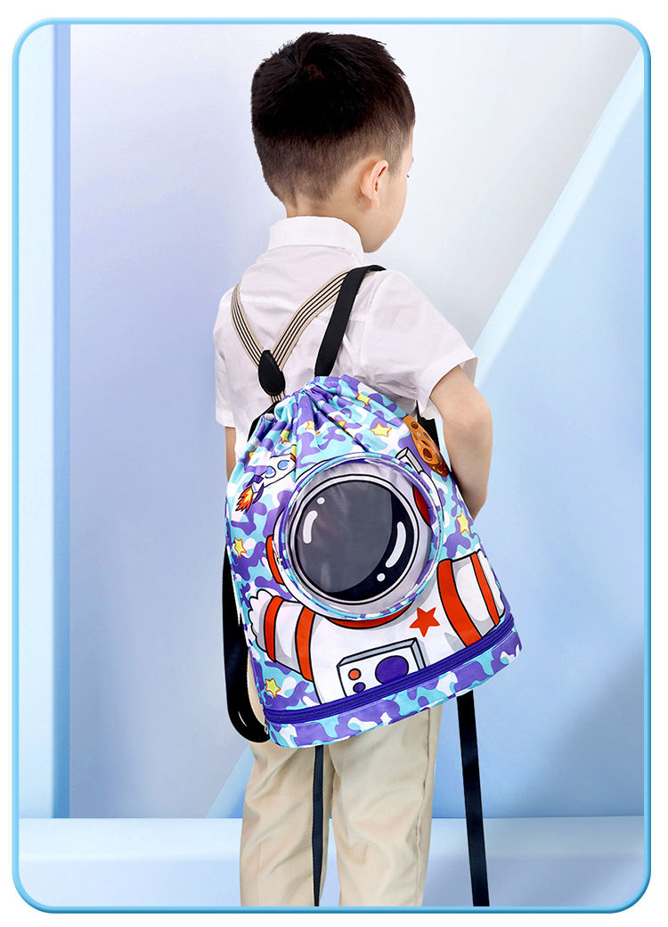 Children's Polyester Swimming Bag with Wet/Dry Separation Shoe Compartment Backpack Travel Cartoon Storage Beach Bag
