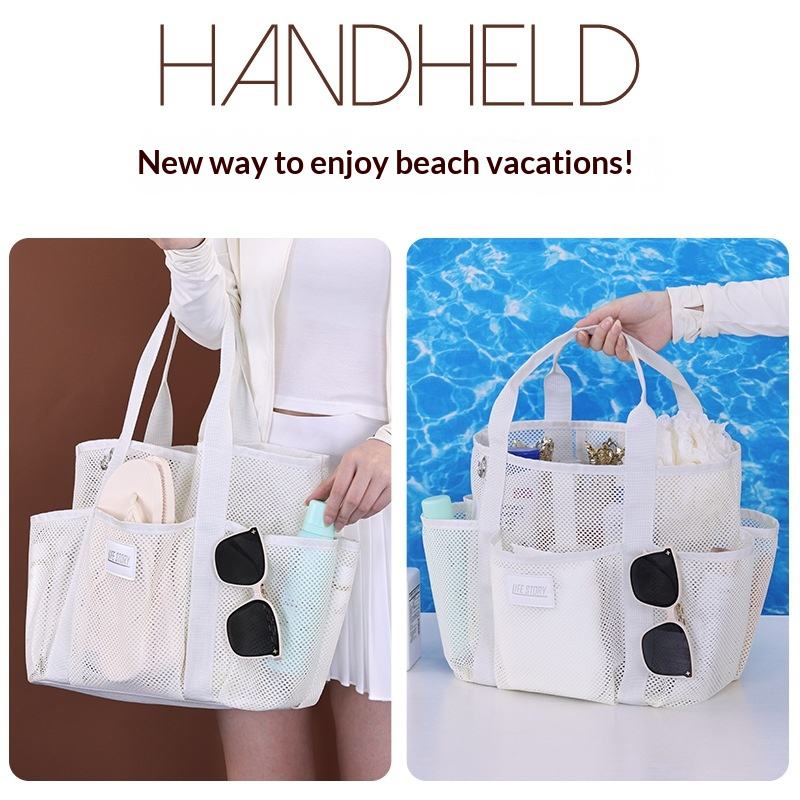 Summer Mesh Beach Bag-Large Capacity Portable Travel & Swimwear Storage for Beach Vacation