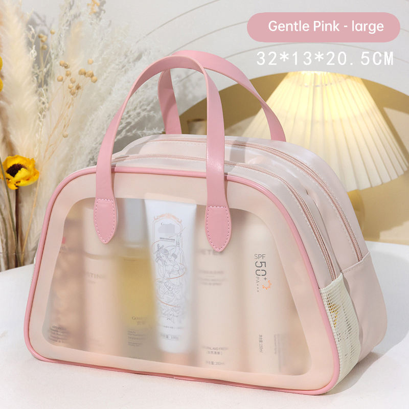 Large-Capacity PVC Zipper Wet/Dry Separation Cosmetic Bag Travel Portable Bathing & Cosmetics Toiletries Storage Pouch