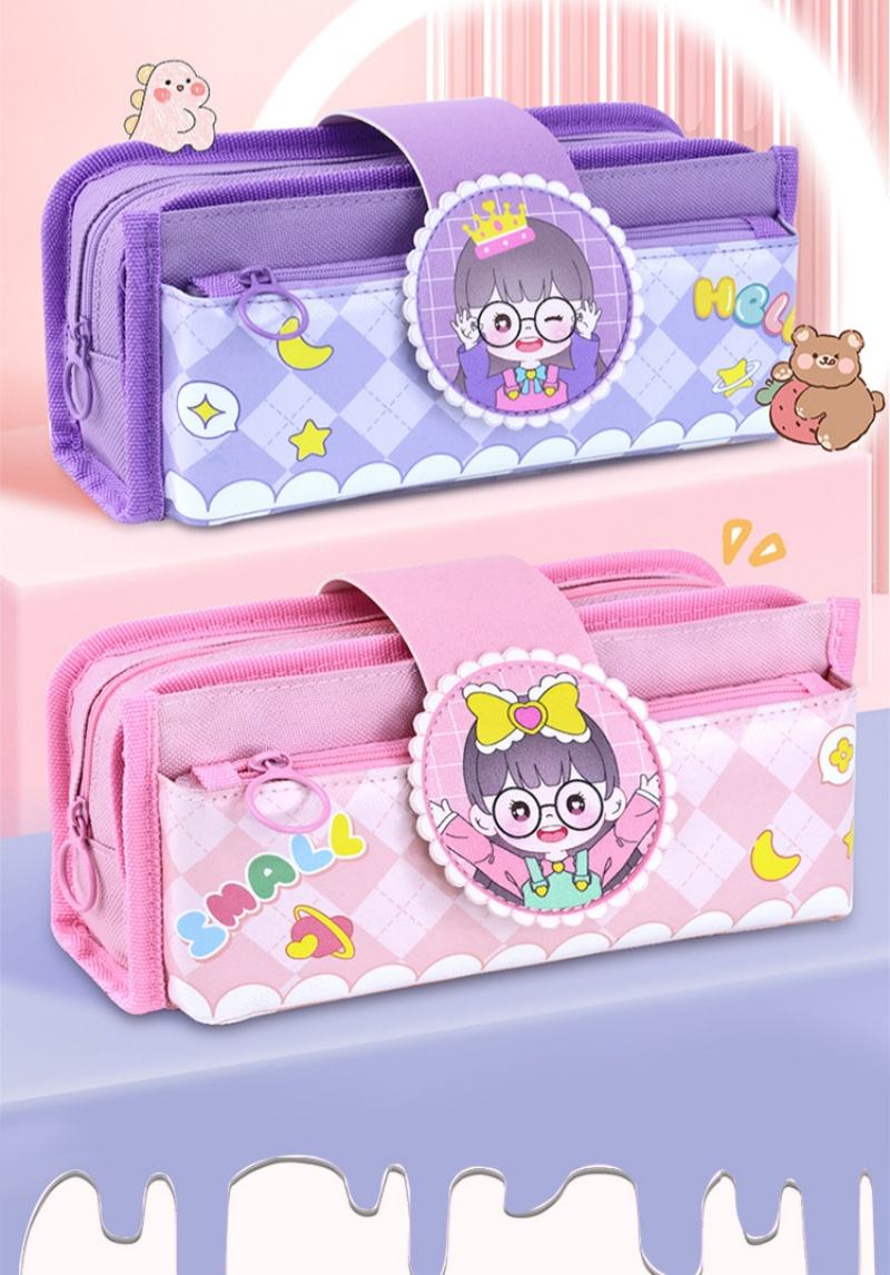 Skyward Multi-layer Cartoon Fabric Pencil Case Large Capacity Storage Multifunctional Student
