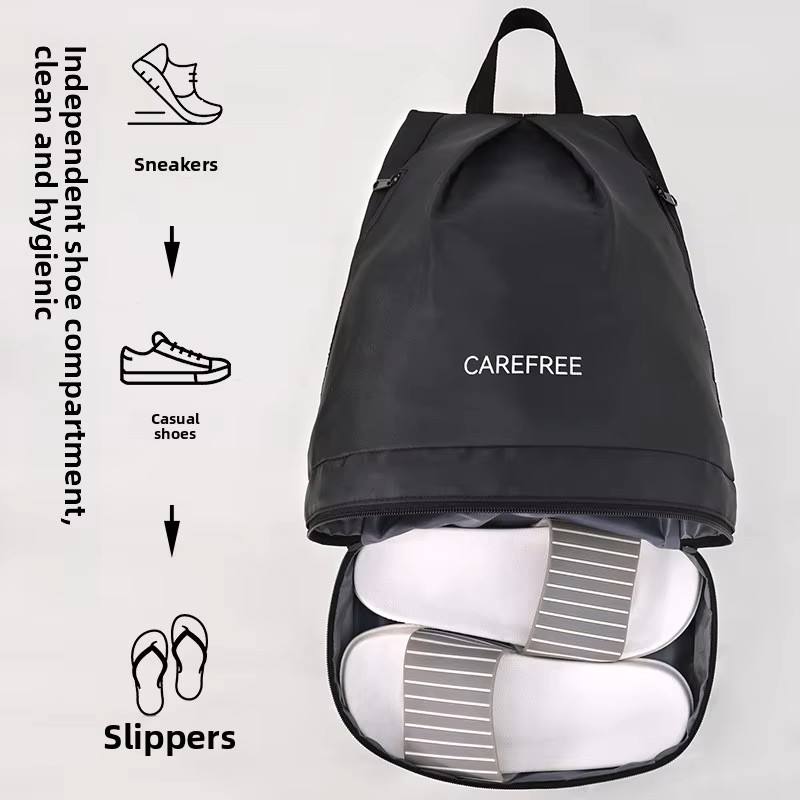 Waterproof Polyester Fashion Beach Backpack Zipper Multiple Compartments Separate Shoe Pocket Organized Unisex Design Swimming