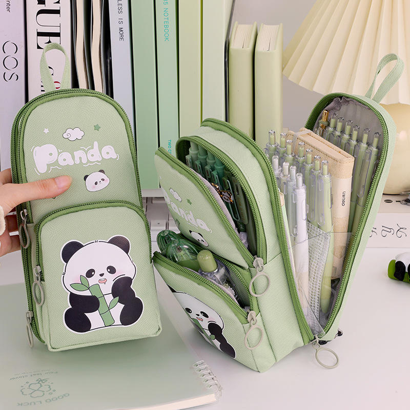3 Layer Multi-Functional Large Capacity Dirt Resistant Student Appearance Level Small Bag Panda Pen Bag