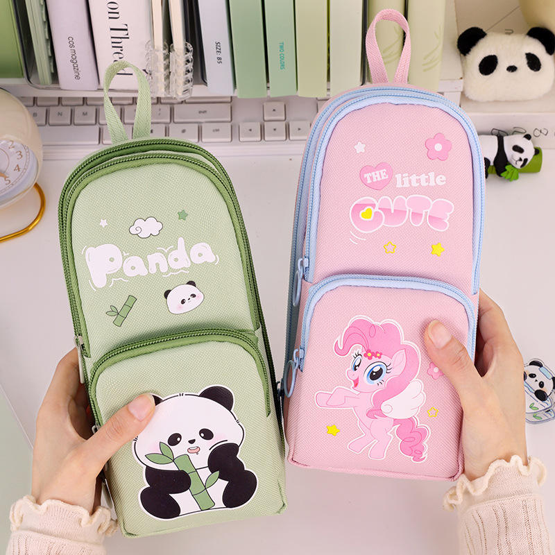 3 Layer Multi-Functional Large Capacity Dirt Resistant Student Appearance Level Small Bag Panda Pen Bag