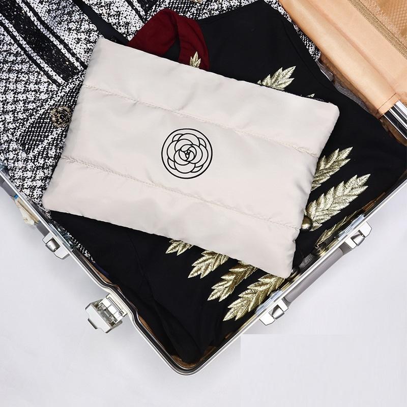 New  Down Cotton Nylon Soft Lightweight Puffer Puffy Fluffy Quilted Makeup Cosmetic Bag Travel Makeup Pouch