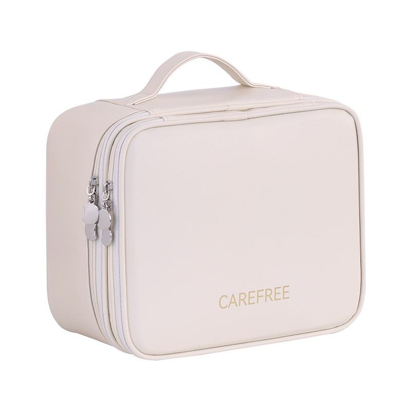 New Double Layer Makeup Bag - 4 Compartment Travel Cosmetic Organizer, Portable Toiletry Case & Multi-Function Vanity Tray