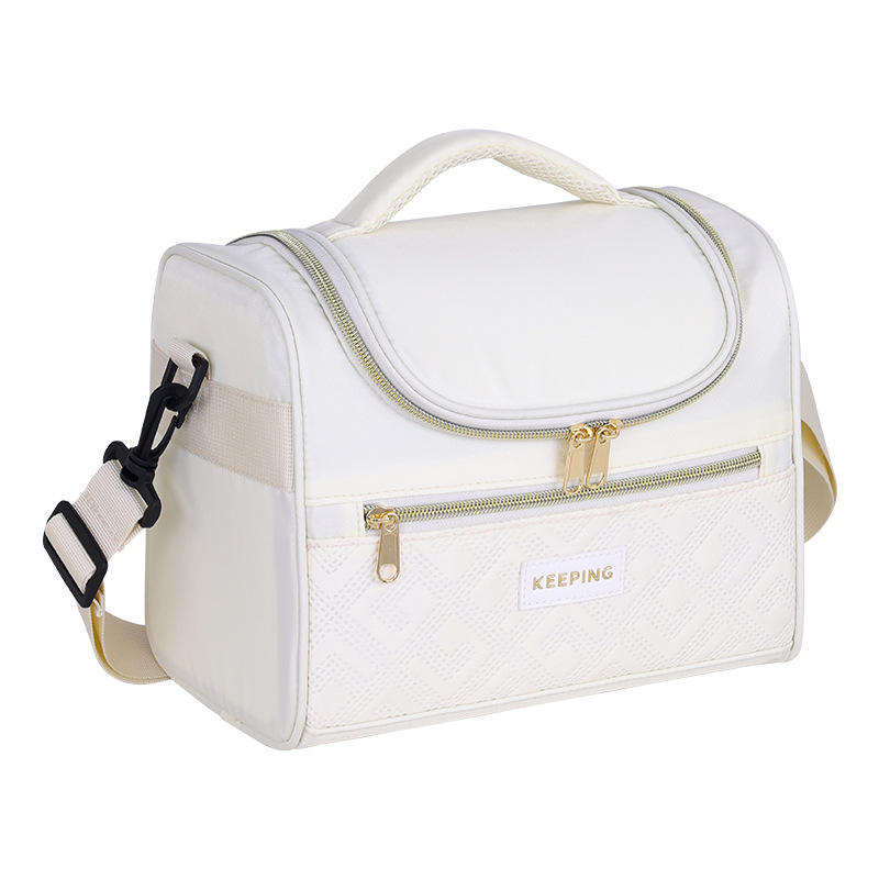 Portable Diagonal Thermal Insulation Oxford Material Lunch Box Bag Eco-Friendly Durable Waterproof Fashionable Plaid Design