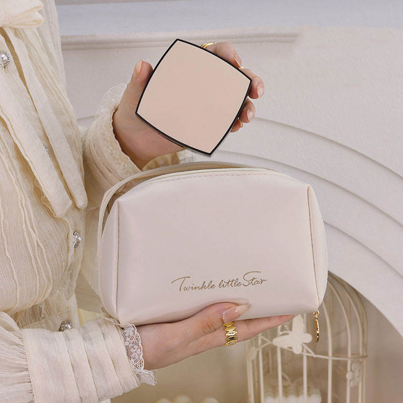 Travel Portable Water Resistant PU Leather Toiletry Bag Small Zipper Cosmetic Makeup Pouch for Woman Girls