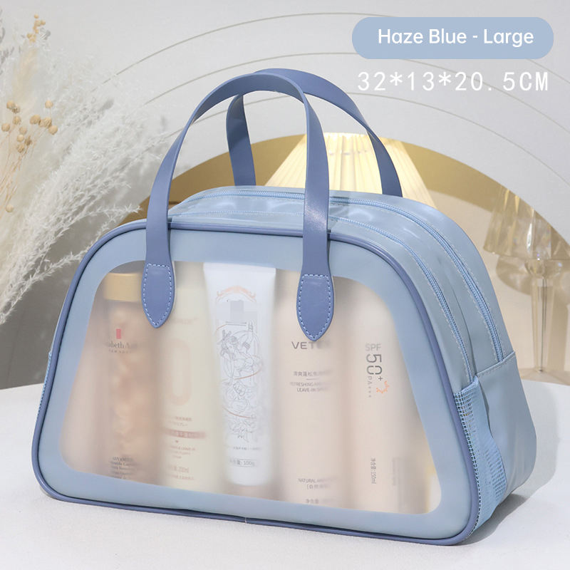 Large-Capacity PVC Zipper Wet/Dry Separation Cosmetic Bag Travel Portable Bathing & Cosmetics Toiletries Storage Pouch