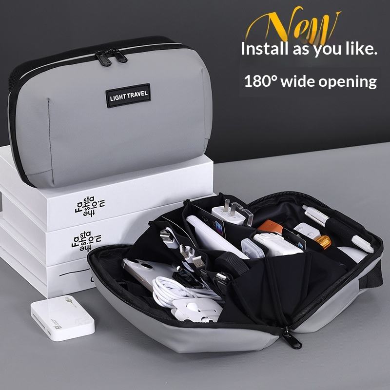 High Quality PU Leather Tech Organizer Power Bank Cable OEM ODM Waterproof Business Travel Storage Bag