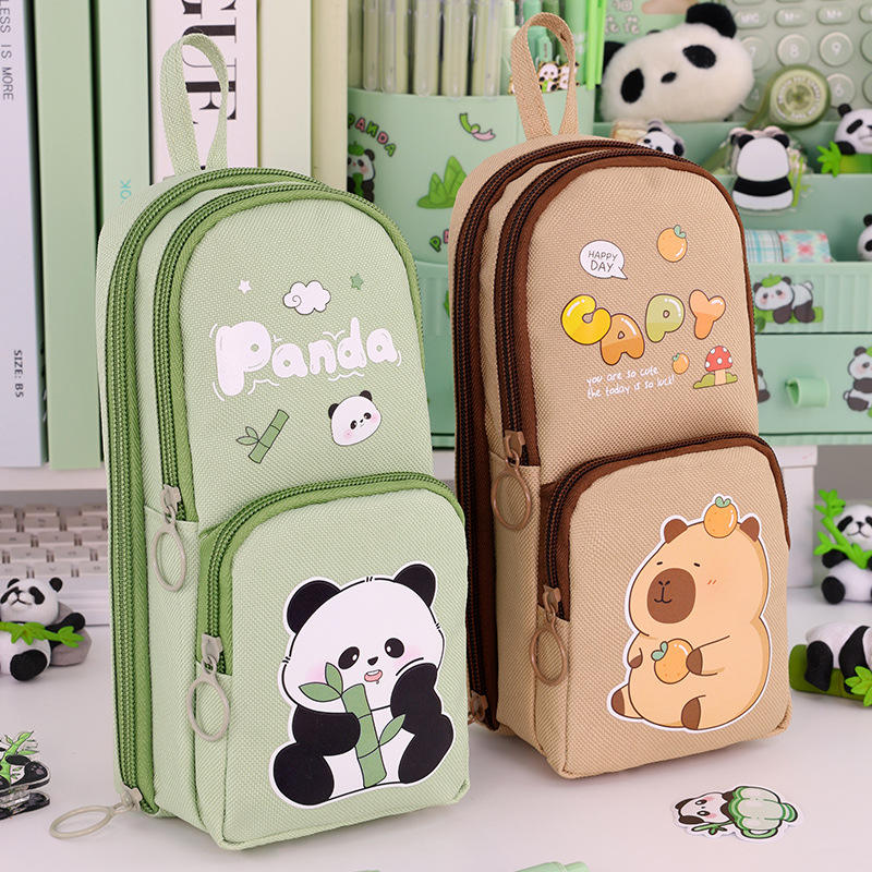 3 Layer Multi-Functional Large Capacity Dirt Resistant Student Appearance Level Small Bag Panda Pen Bag