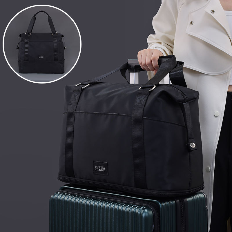 Wholesale Polyester Expandable Waterproof Luggage Bag with Dry Wet Separation Lightweight Travel Suitcase for Business Vacation
