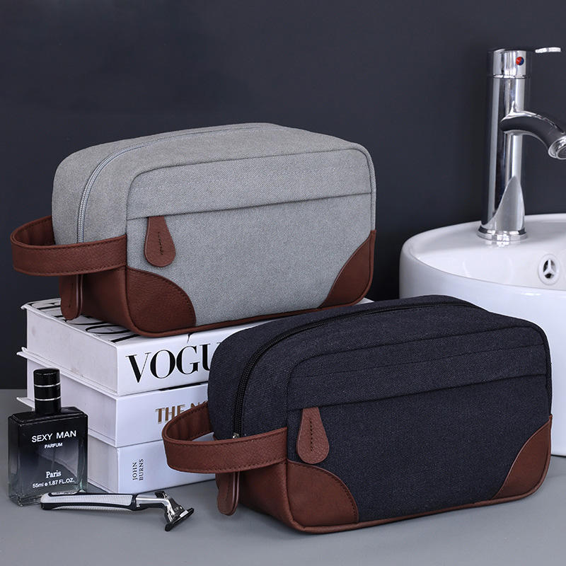 Durable Wash Storage Bag Large Capacity Personalized Cosmetic Bag Business Men Travel Canvas Makeup Bag