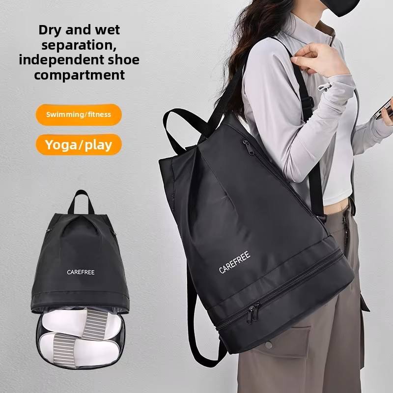 Waterproof Polyester Fashion Beach Backpack Zipper Multiple Compartments Separate Shoe Pocket Organized Unisex Design Swimming