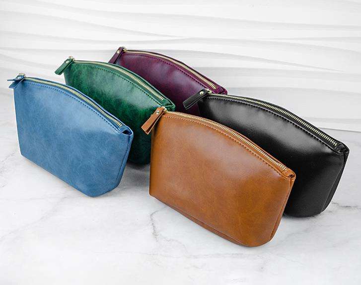 Makeup Bag New Retro Crazy Horse PU Waterproof Zipper Makeup Bag Portable