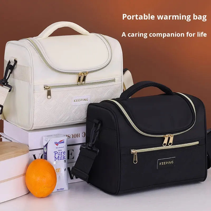New Style Rhyme Diagonal Twill Composite Fabric Modern Simple Insulation Lunch Box Bag for Office Workers Portable