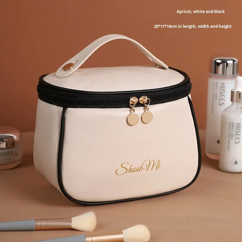 New Large Capacity Portable Cosmetic Bag Waterproof PU Makeup Storage Bag With Handle