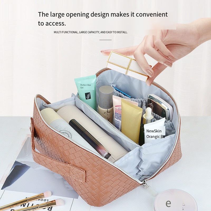 Style Fashionable Large-capacity Textured PU Leather Woven-pattern