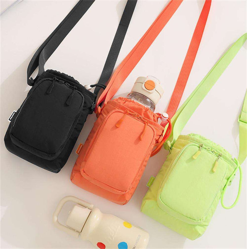 Insulated water bottle bag with adjustable shoulder strap, fashionable waterproof crossbody bag
