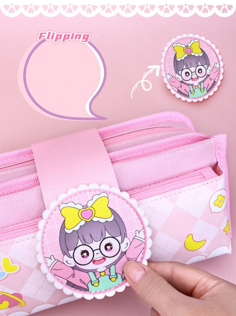 Skyward Multi-layer Cartoon Fabric Pencil Case Large Capacity Storage Multifunctional Student
